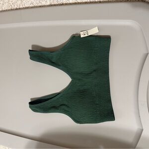 Aerie Dark Green Ribbed Padded Bralette
